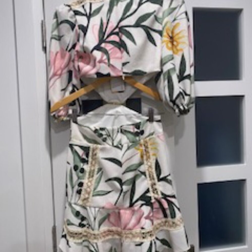 BNWT PatBO | Jasmine Jute Trim Cut-Out Mini Dress in size 2 - Picture 8 of 10